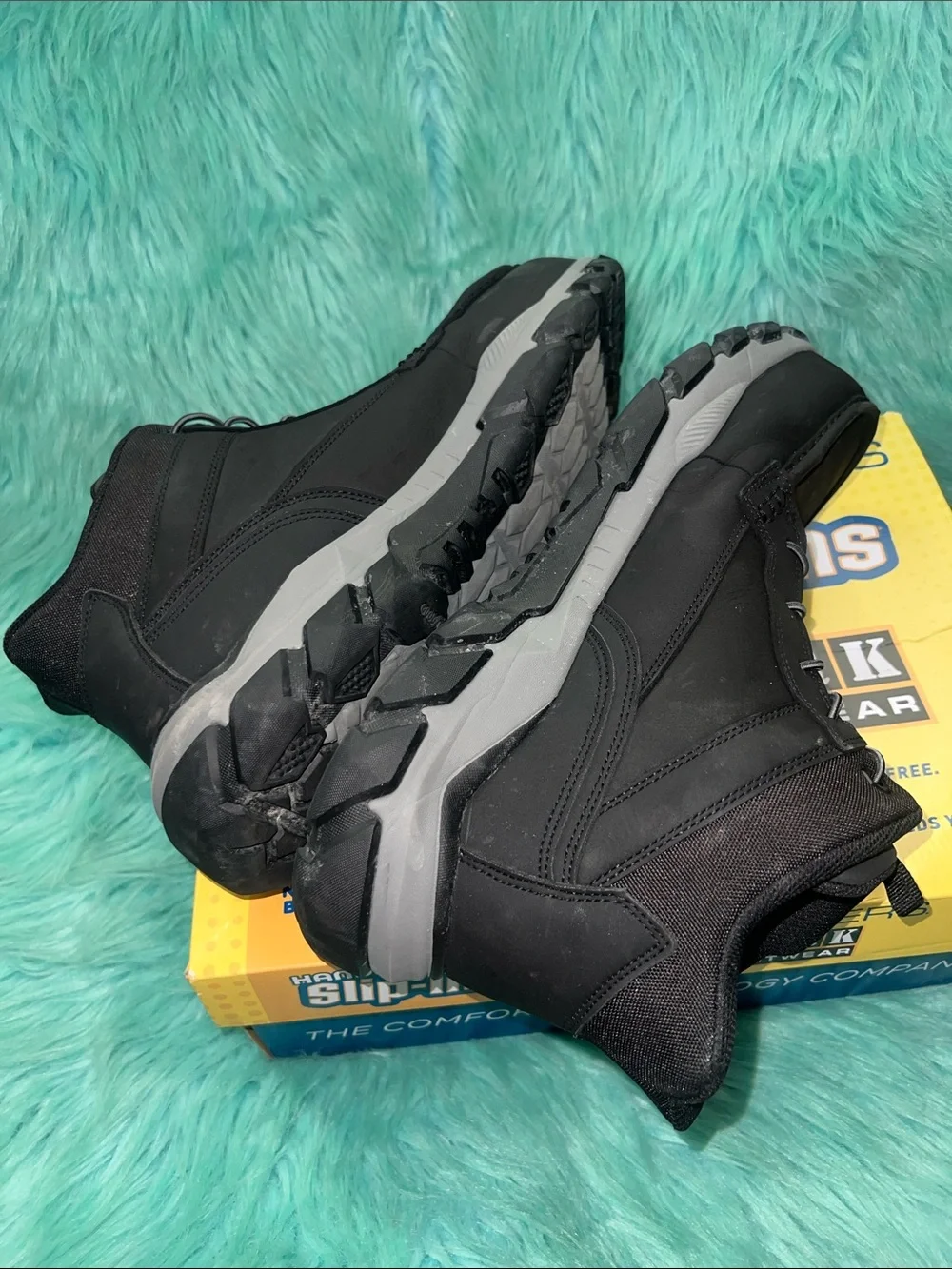 Like new Skechers Work Men's Black Safety Toe Slip-in Boots size 13 in Box
